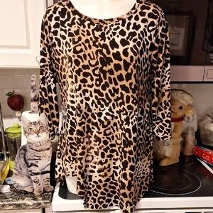 o Venini Brown and Black Asymmetrical Blouse Size XL